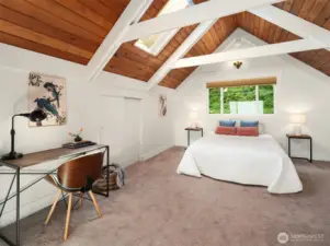 The dreamy loft takes you away from the hustle of the lower level. Stargazing will become you newest hobby when you sleep in this room.