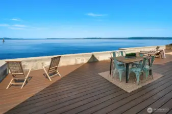The expansive deck is perfect for parties and dining alfresco.