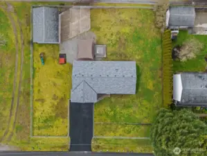 Aerial view showing brand new roof installed in 12/2025