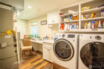 Laundry/utility room with pull out storage drawers