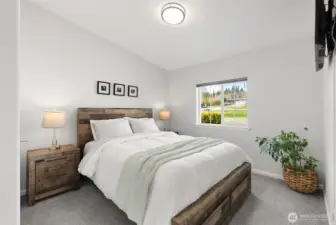 One of two bedrooms of the same size