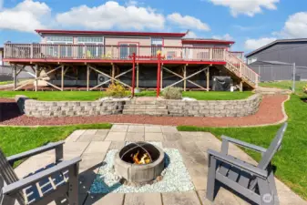 Wonderful gather space inside the fully fenced back yard