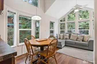 Dining and Living room with tons of natural light.