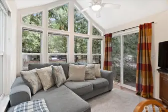 Cozy couch to watch a movie or read a book.