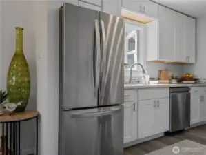 Very functional kitchen with a surprising amount of counter space to work on.