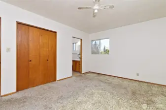 The Primary bedroom with a private 3/4 bath.