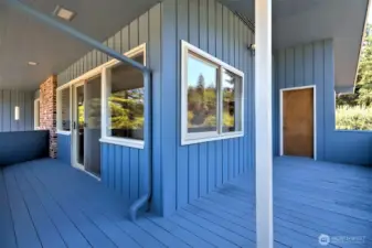 The wrap-around deck on the main level - you can see great views of the Olympic Mountains on a clear day!