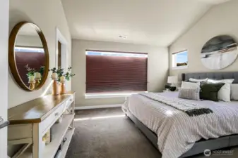 Custom blinds throughout. A beautiful space to bookend your day.