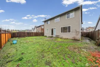 Back yard is fully fenced~