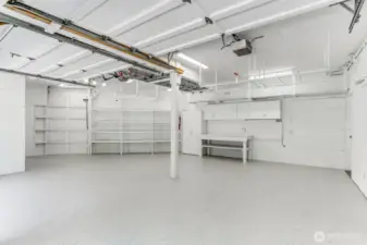 The 2 car garage is freshly painte including the floor. Lots of storage.