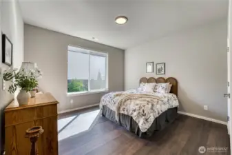 Guest bedroom is a comfortable retreat for family or friends.