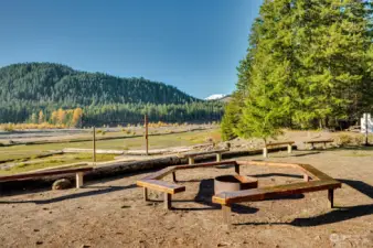 Community Fire pit w/ a view of Mt. Saint Helen's