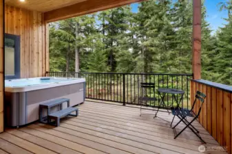 Covered patio & hot tub.