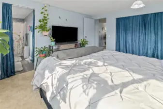 Primary bedroom looking into NEW completely updated bathroom!