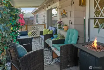Front porch area feels like a little oasis, enjoy it year round!