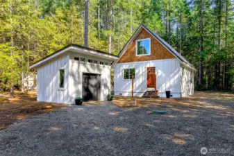 All the hard work is done...This beauty is ready for the final finishes! Beautiful lot with circular drive, sunny interior and tree's left around the perimeter for privacy. Home is framed with windows, doors, and roof.  24' x 24' footprint with 576 SQ FT on the main floor and 288 SQ FT loft. Owner will transfer the permit to your name and you can choose all the finishing touches! Located in Lake Cushman Div# 5 in Hoodsport.  99 year lease expires Apr 2065.