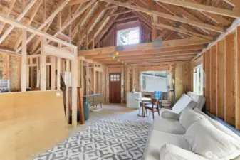 Main Floor has a Living Room, Kitchen, Dining Area, Bedroom, and Bath.   Upper loft too!