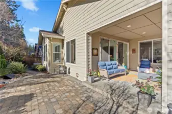 Charming pavers make the backyard so low maintenance!