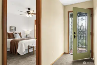 Door to upper gallery balcony has been relocated for better functionality.