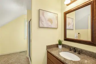 Three-quarter bath with shower is adjacent to the 3rd level, massive bonus room.