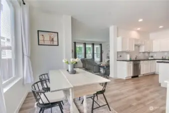 Kitchen & big dining area just off the living room