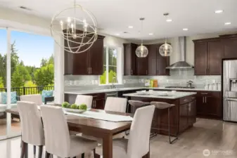 Large dining area opens to expansive deck