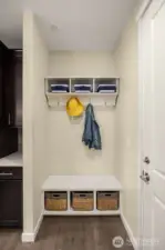 Enter the mudroom off of the garage; bonus pantry adjacent
