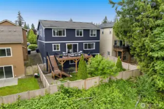 Fully fenced in back yard provides privacy