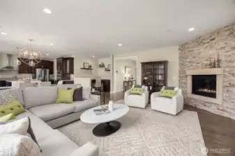 Kitchen and dining area flow from family room