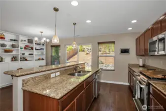 Kitchen with granite countertops and stainless steel appliances