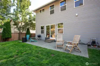 paved patio in the backyard