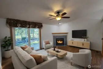 Photo is edited and virtually staged.