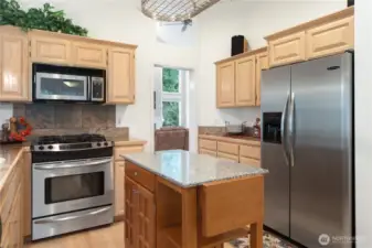 Pan Rack & Movable Island are both great features, plus the pocket door to the dining area is a great way to separate the space as desired