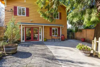 Plenty of parking on the double wide driveway out back, accessed via the alley.