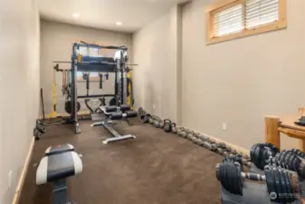 Personal gym or bedroom in ADU above shop