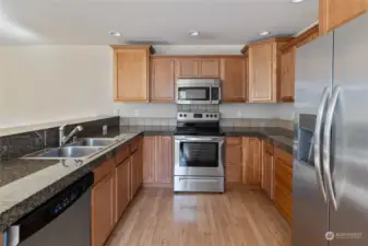 Great cabinet space and counter space in the kitchen.