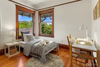 One idea would be to convert this bedroom to create an en-suite primary bathroom.