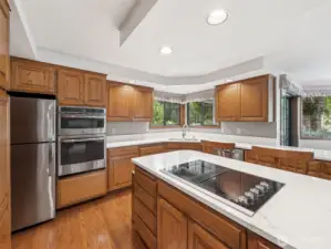Spacious Kitchen with Island and a View