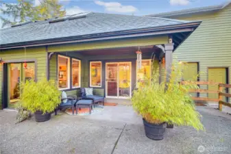 Covered back patio perfect for year round enjoyment.