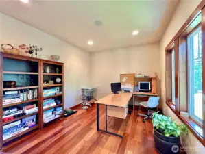 The spacious main floor office with its own entrance and has direct access from inside the house.