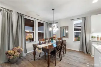 Generously sized dining easily accommodates an 8-seat table with room for a side server, baker’s rack or hutch! Plenty of seating for friends and family - whether you're hosting a "Pour at Four" night or holiday dinner.