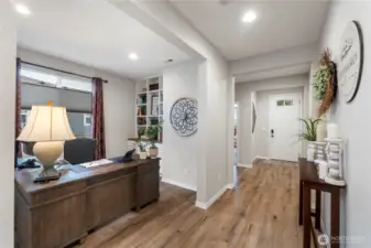 26% of us now work from home. This den/home office sports custom built-in cabinets and drawers that make it an efficient work space. OR - need a 3rd bedroom by chance? Helpful listing agent know a local, licensed and bonded contractor who can make a real conversion to a 3rd bedroom for about $3,600. Home already has 3 bathroom locations, so this is a great option if needed.