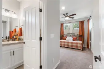 Junior suite with a full bath is perfect for company and situated comfortably and privately polar location from the other bedroom suite.