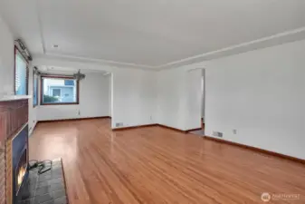 from the living area you can look down to the dining room