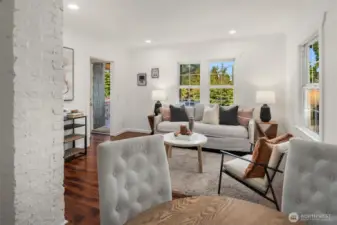 Looking across the living room towards the entry shows off the space.