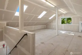 The upper floor is equally huge and fully sheetrocked.