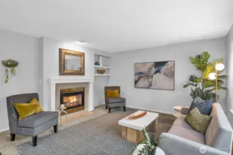 Family room with see through fireplace