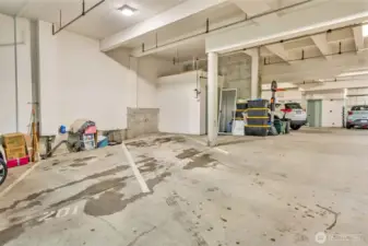 Unit features dedicated full size parking space - height is no issue   Access to stair or elevator in garage