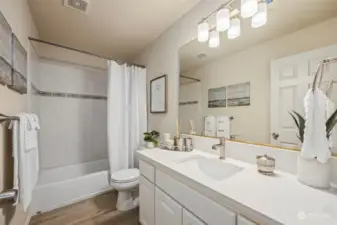 First floor has one full bathroom --newly updated with quartz countertops.