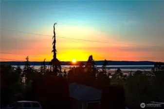 Sunset over Port Susan w/Olympic Mtn. Range